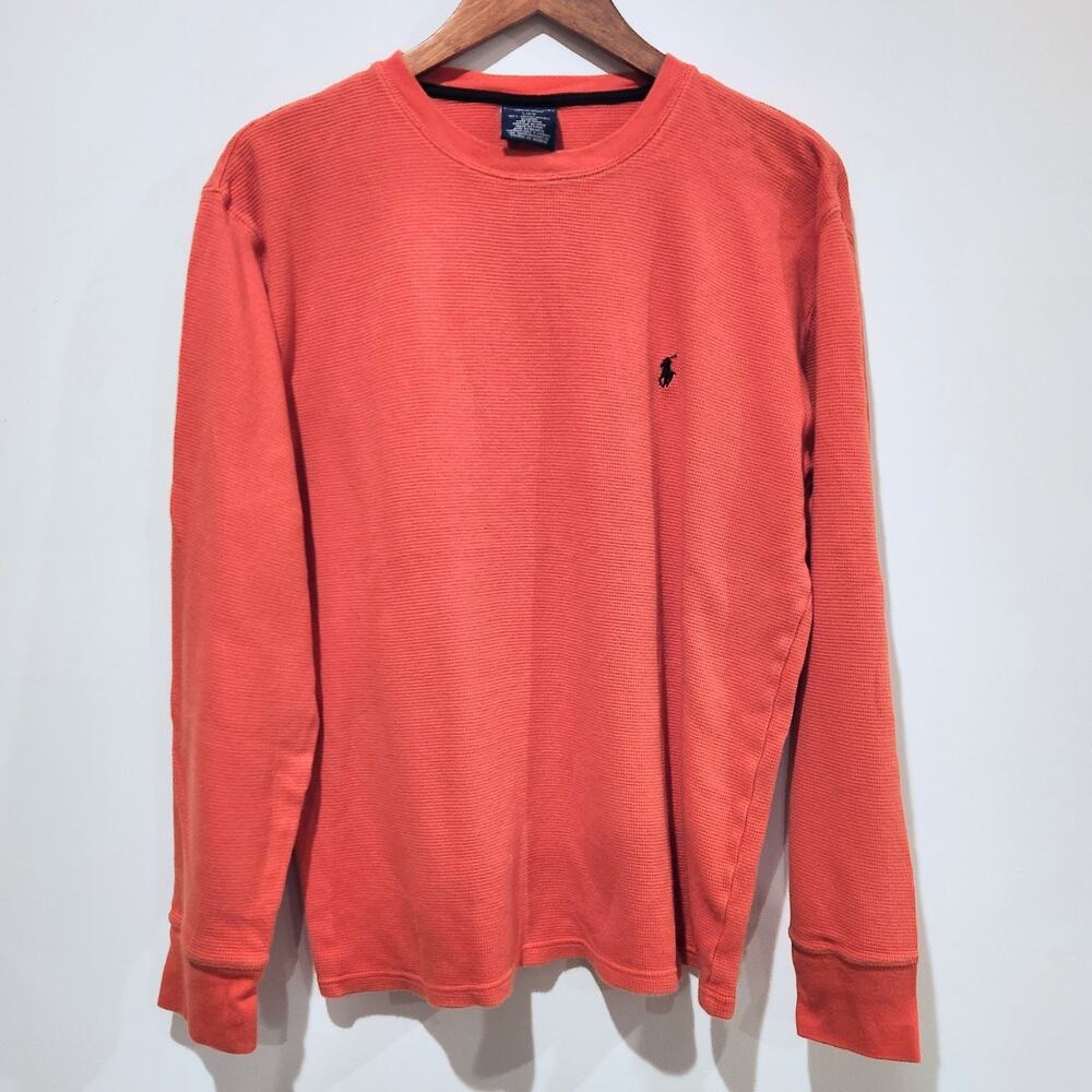 Lauren Ralph Lauren Mens Orange Sleepwear Thermal Long Sleeve Shirt Size Large